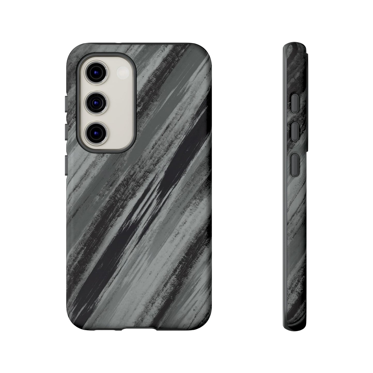 Striped Phone Case Black Gray