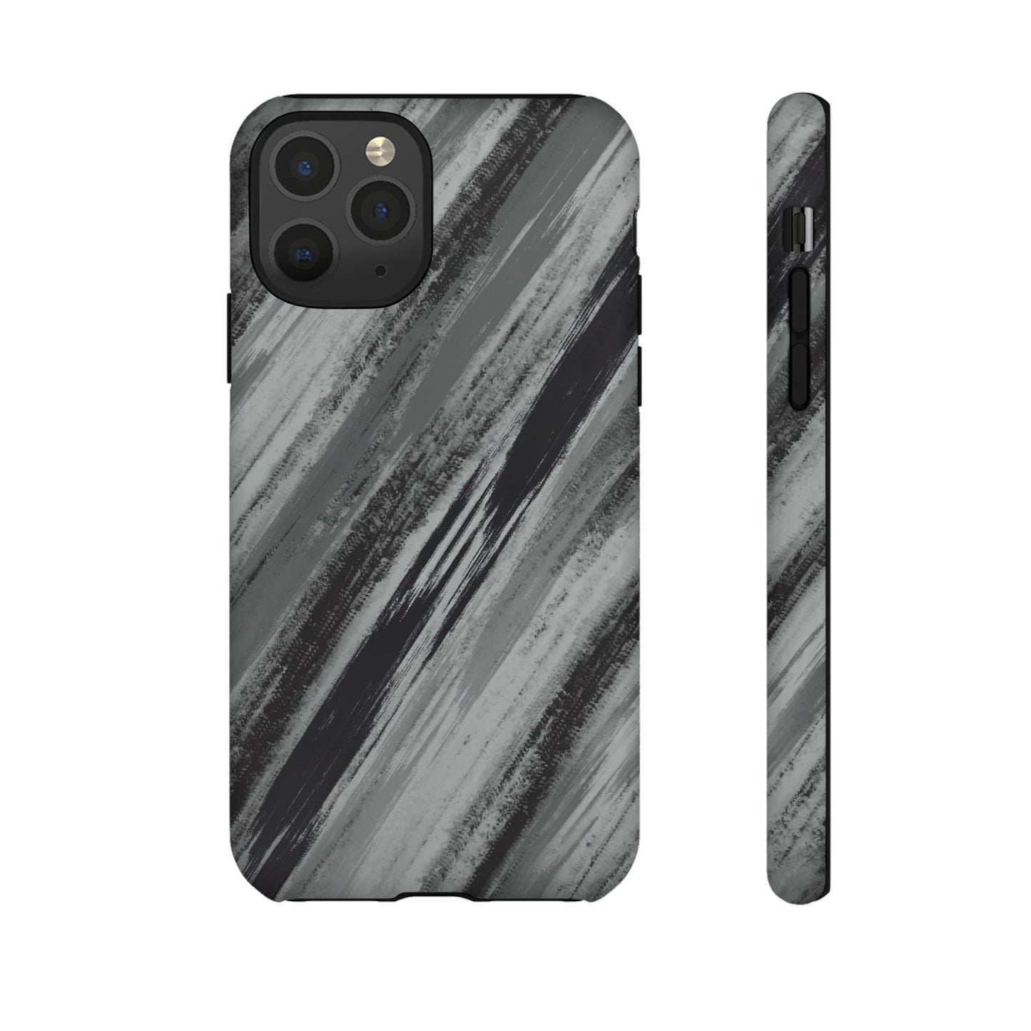 Striped Phone Case Black Gray