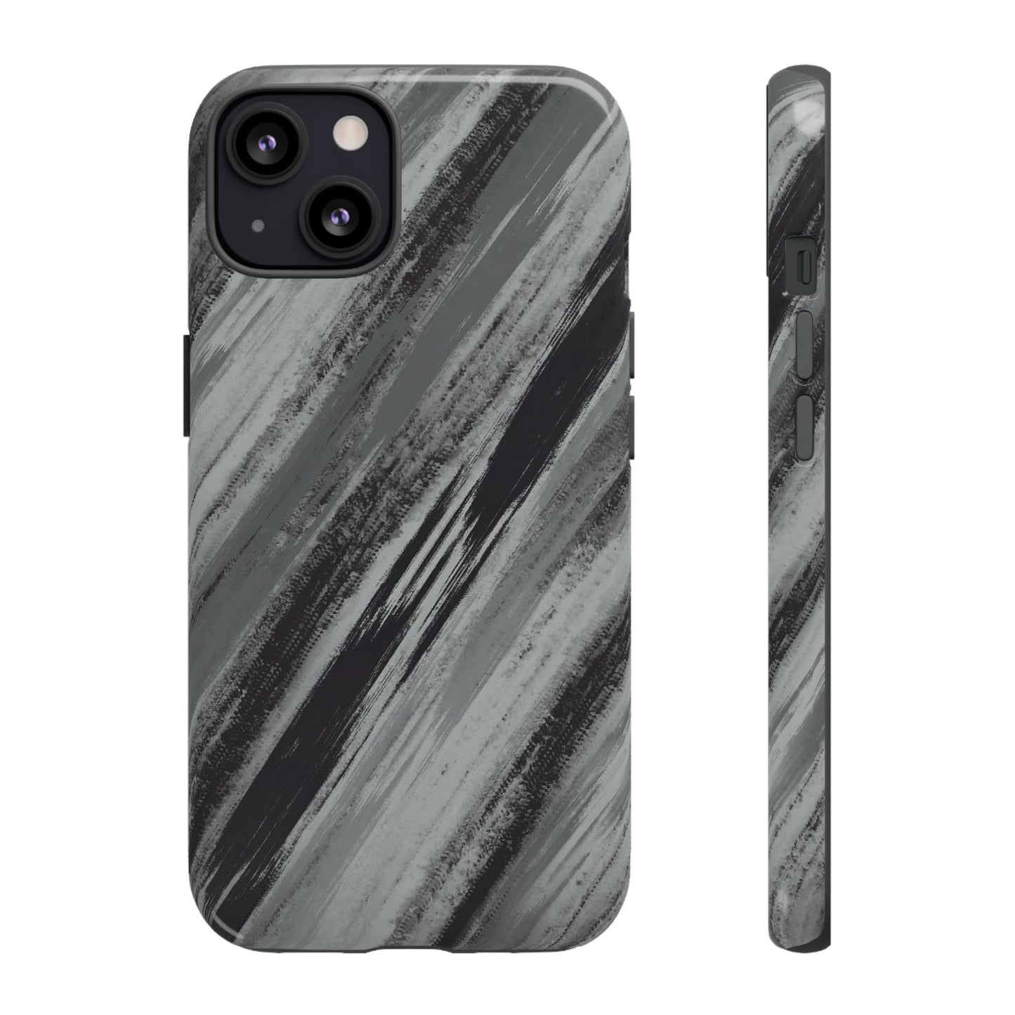 Striped Phone Case Black Gray