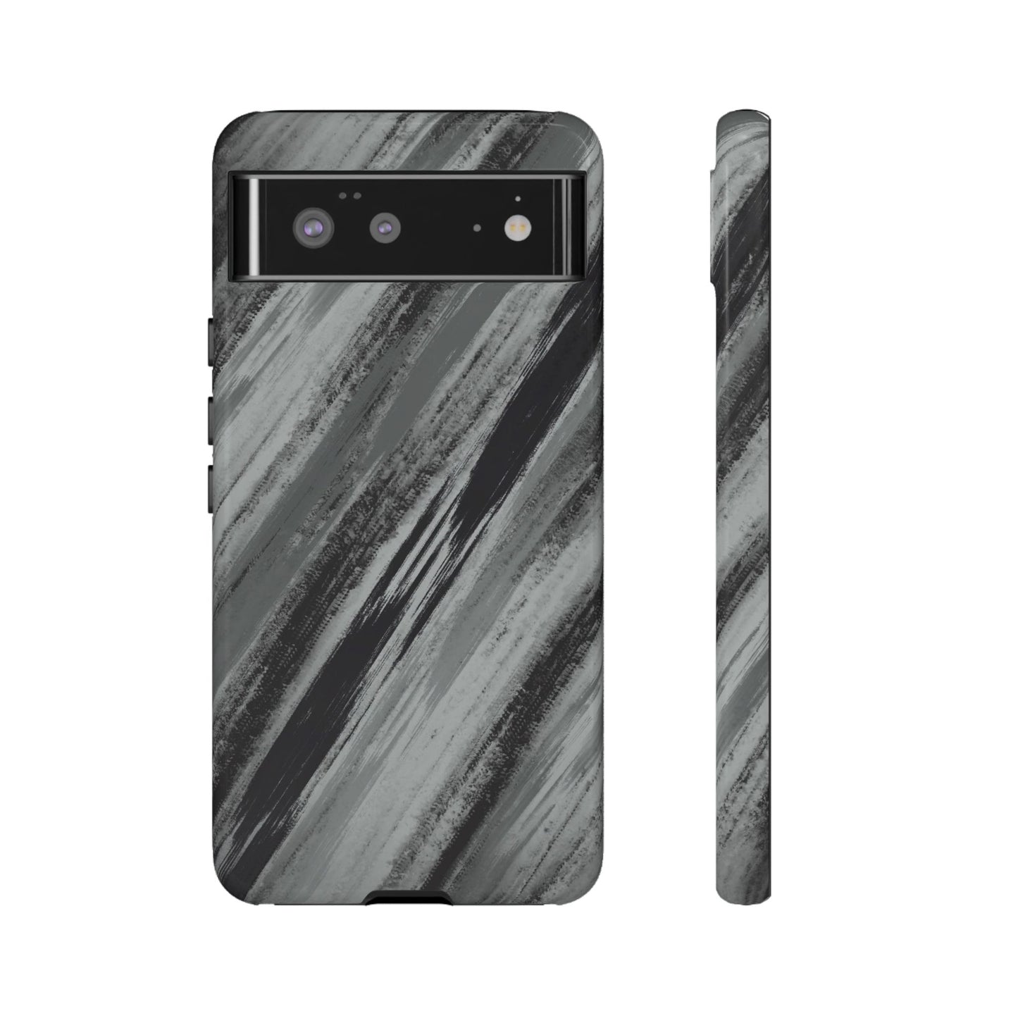 Striped Phone Case Black Gray