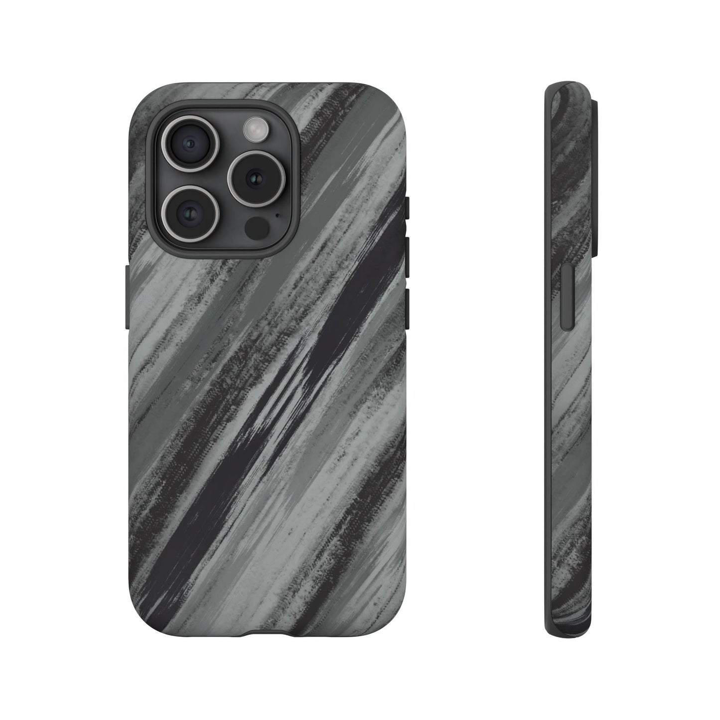 Striped Phone Case Black Gray