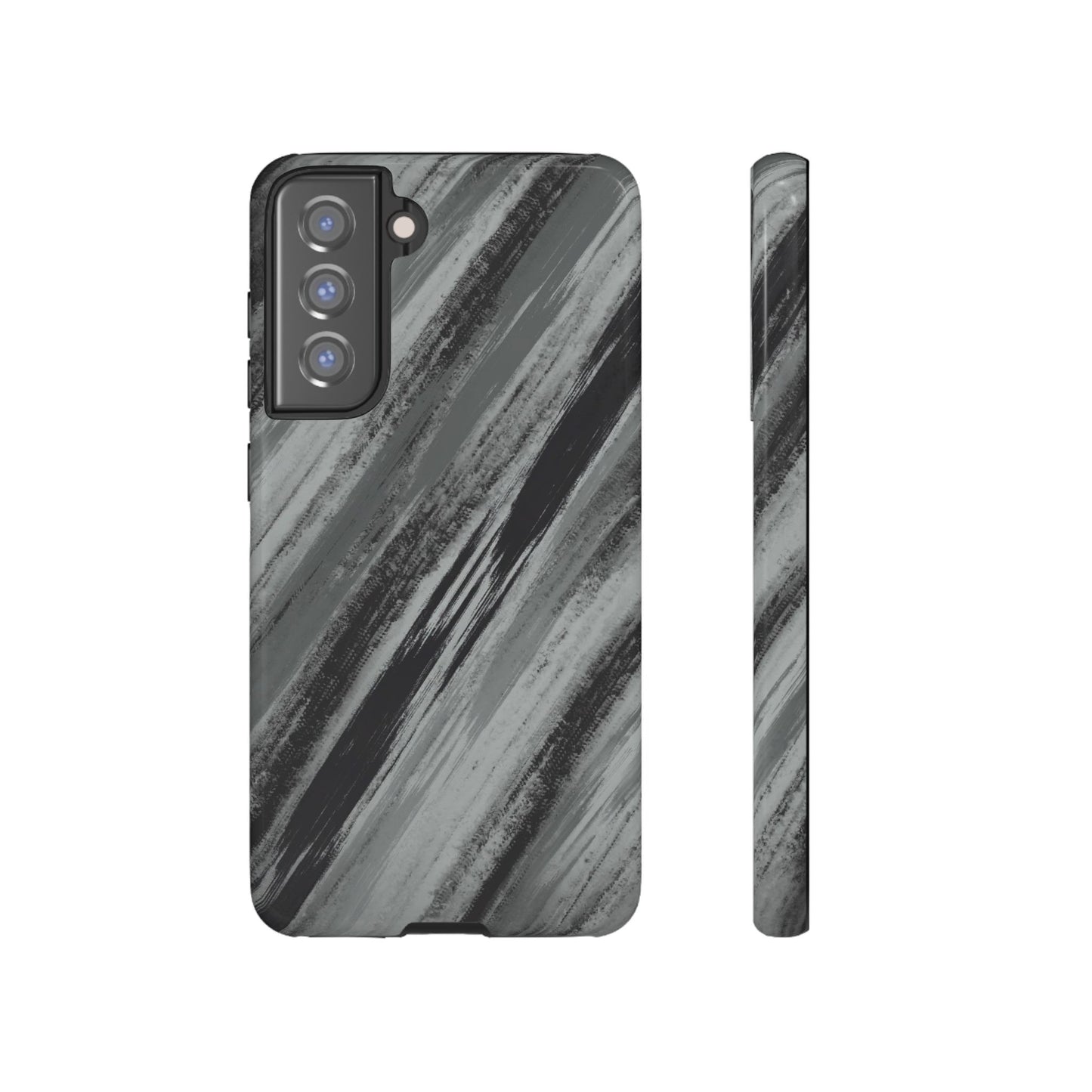 Striped Phone Case Black Gray