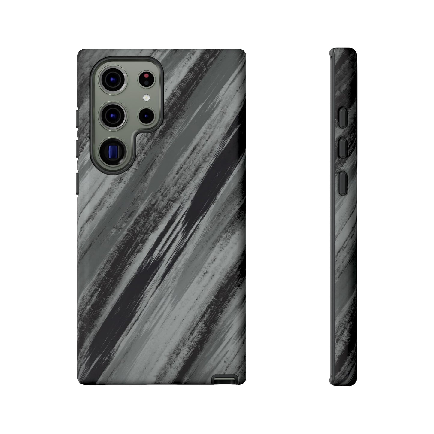 Striped Phone Case Black Gray