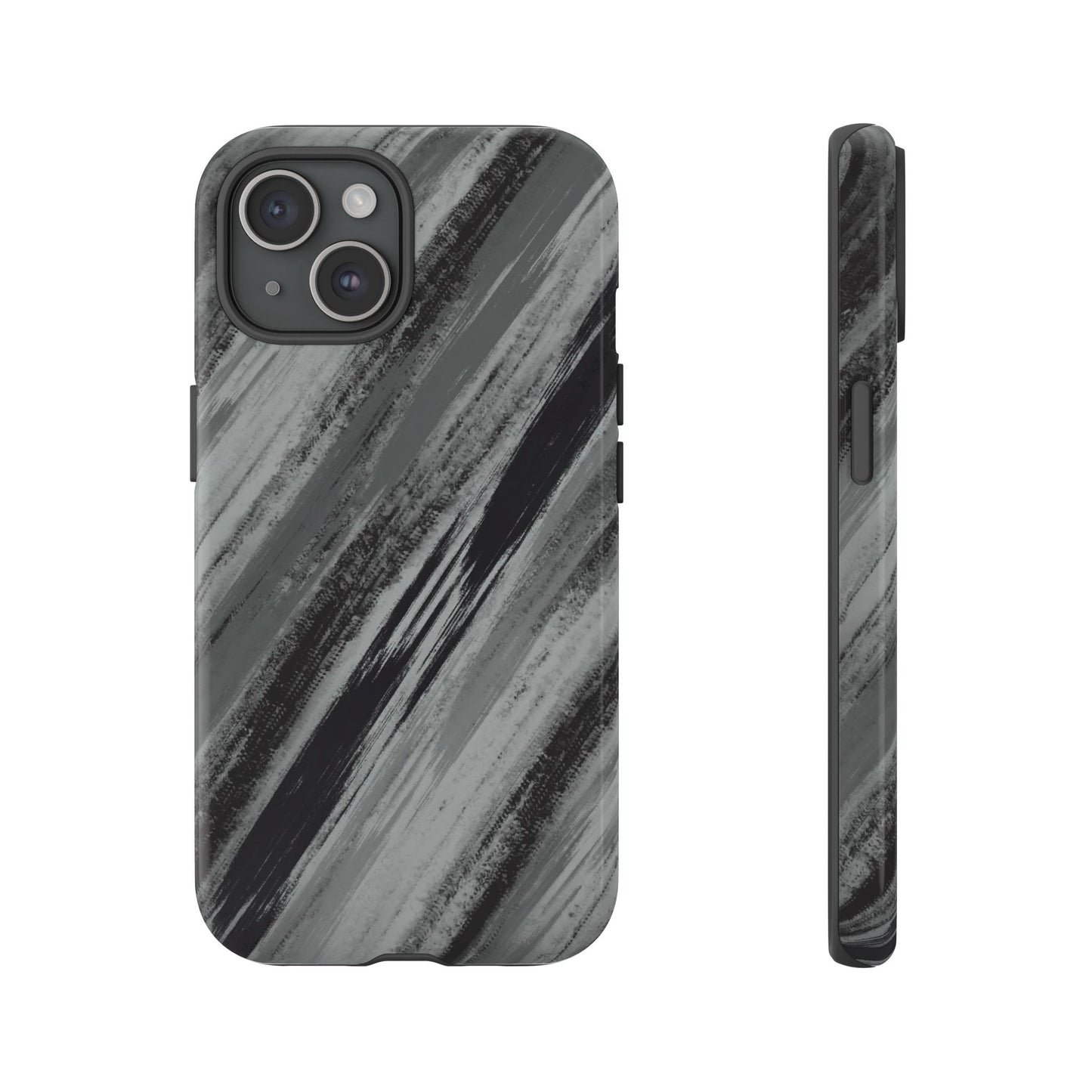 Striped Phone Case Black Gray