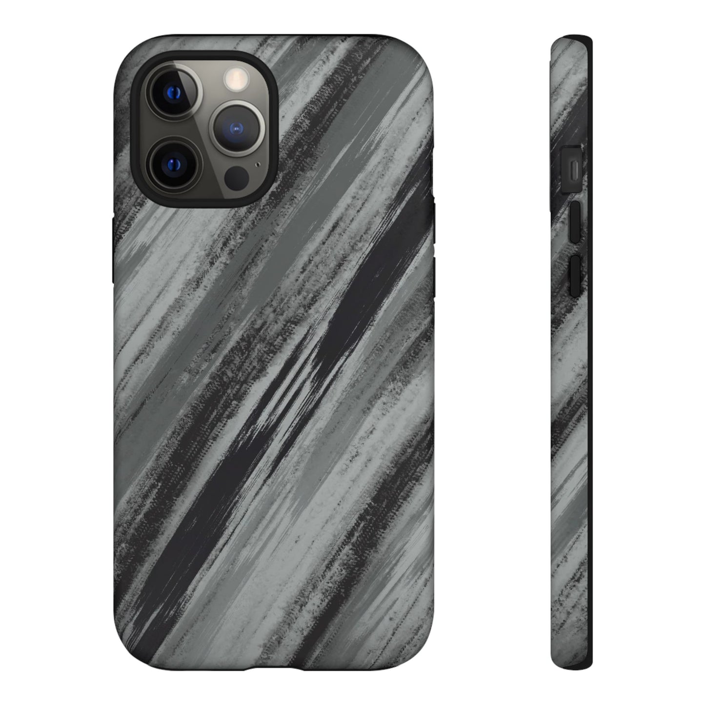 Striped Phone Case Black Gray