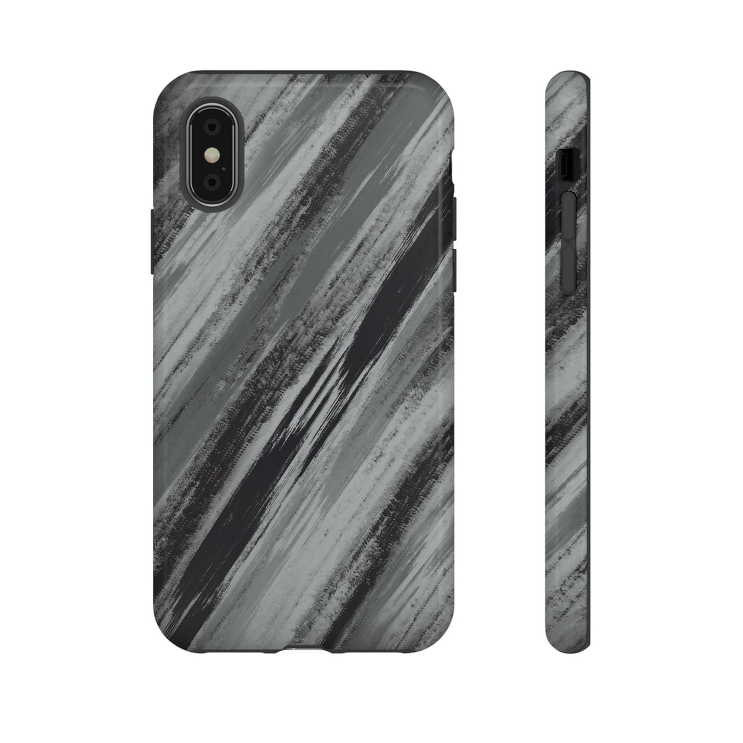 Striped Phone Case Black Gray
