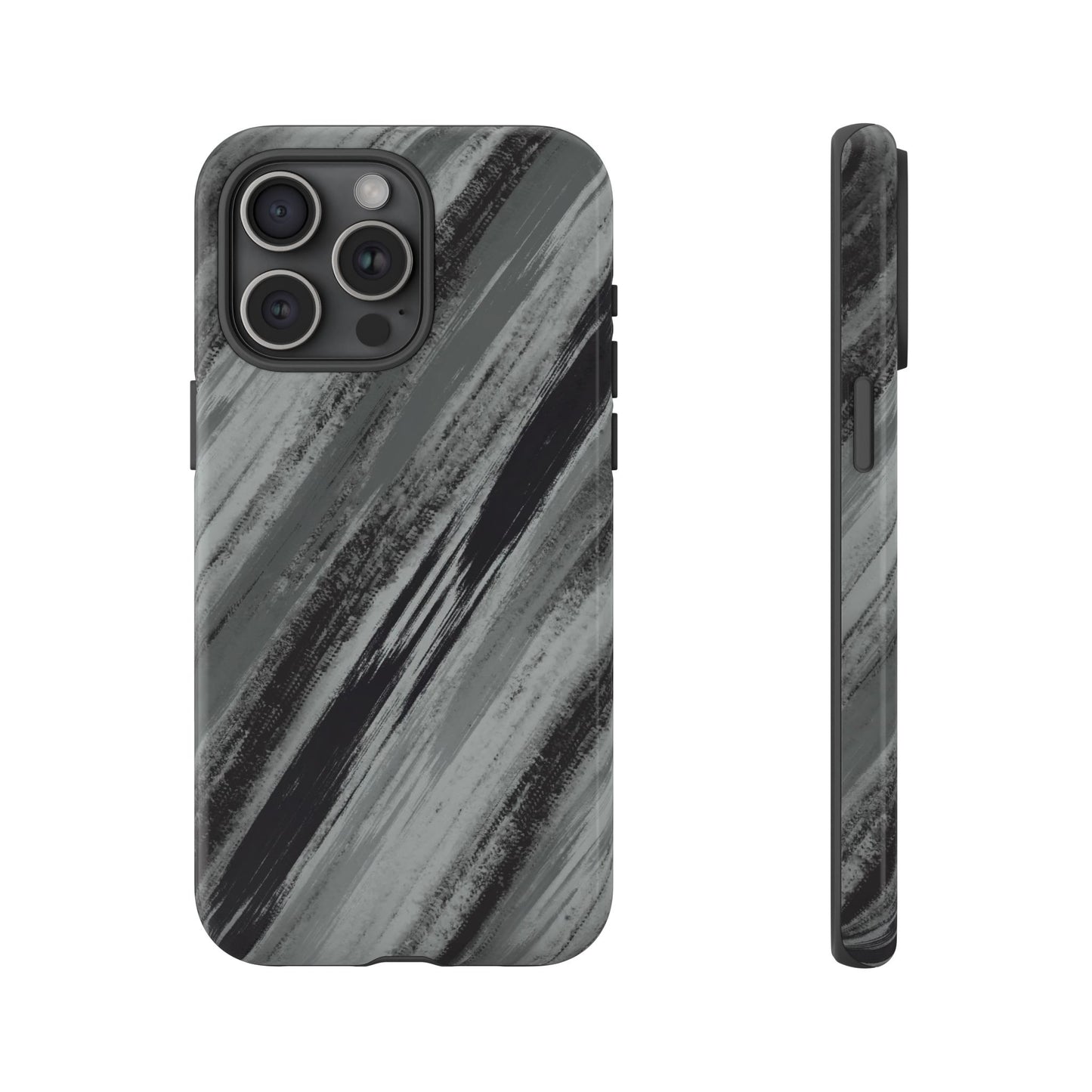 Striped Phone Case Black Gray