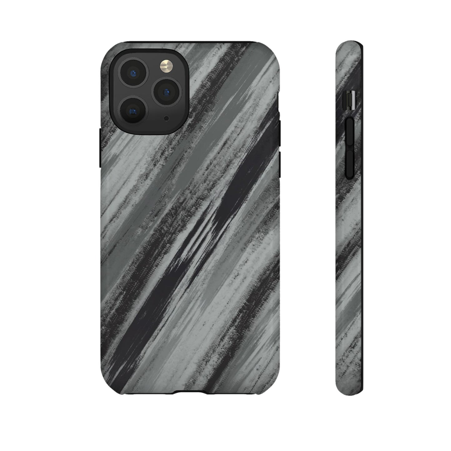 Striped Phone Case Black Gray