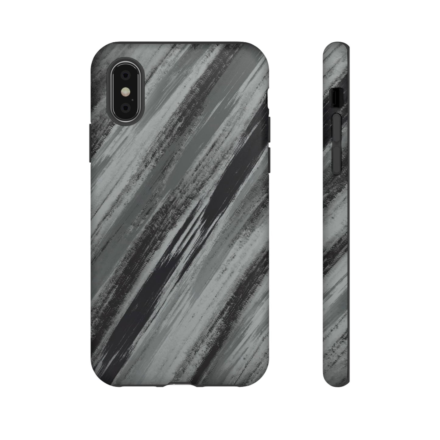 Striped Phone Case Black Gray