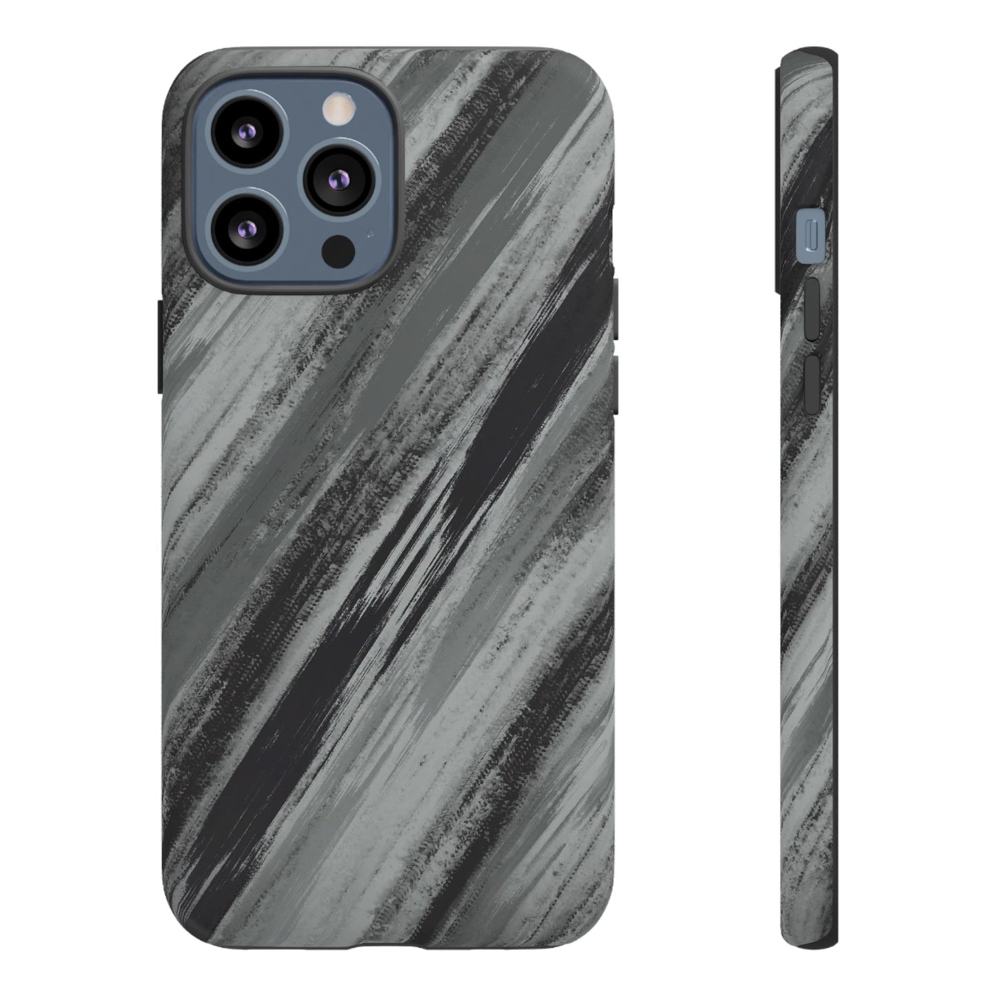 Striped Phone Case Black Gray