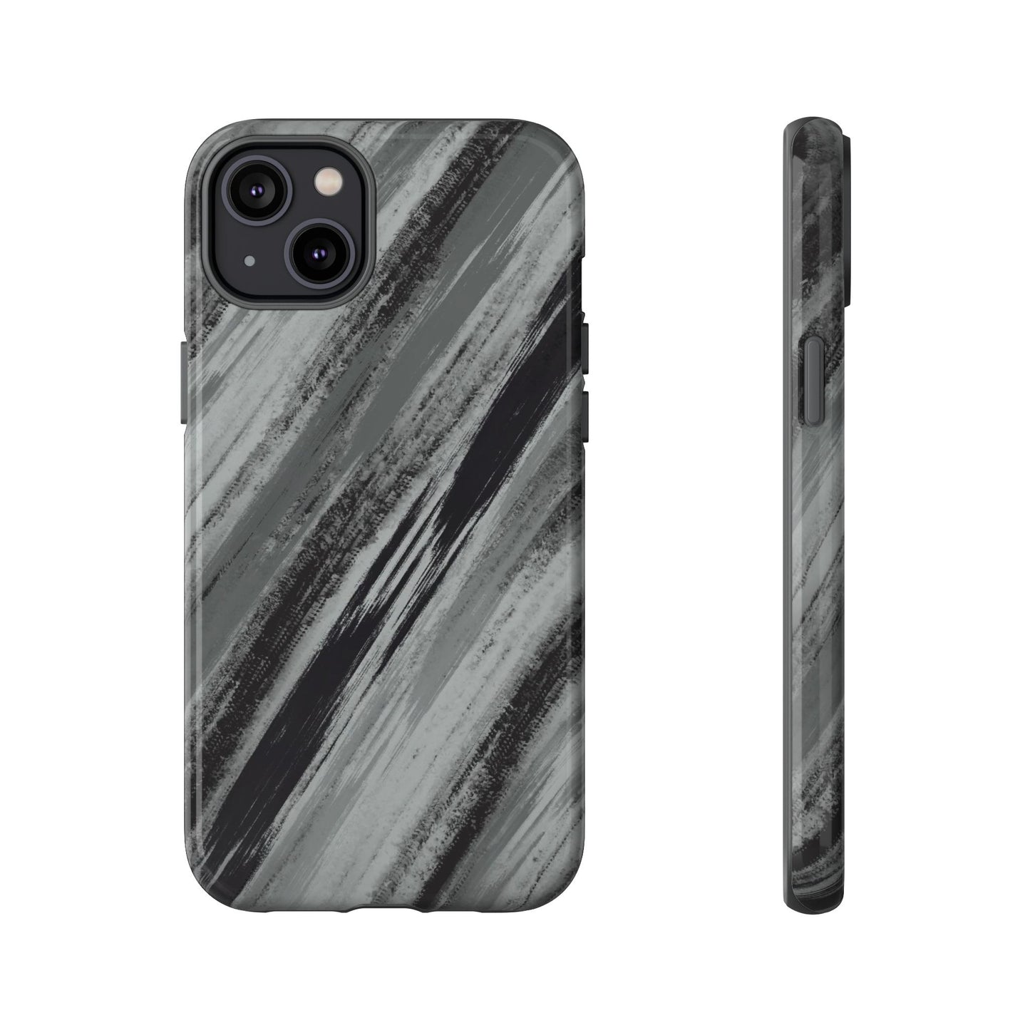 Striped Phone Case Black Gray