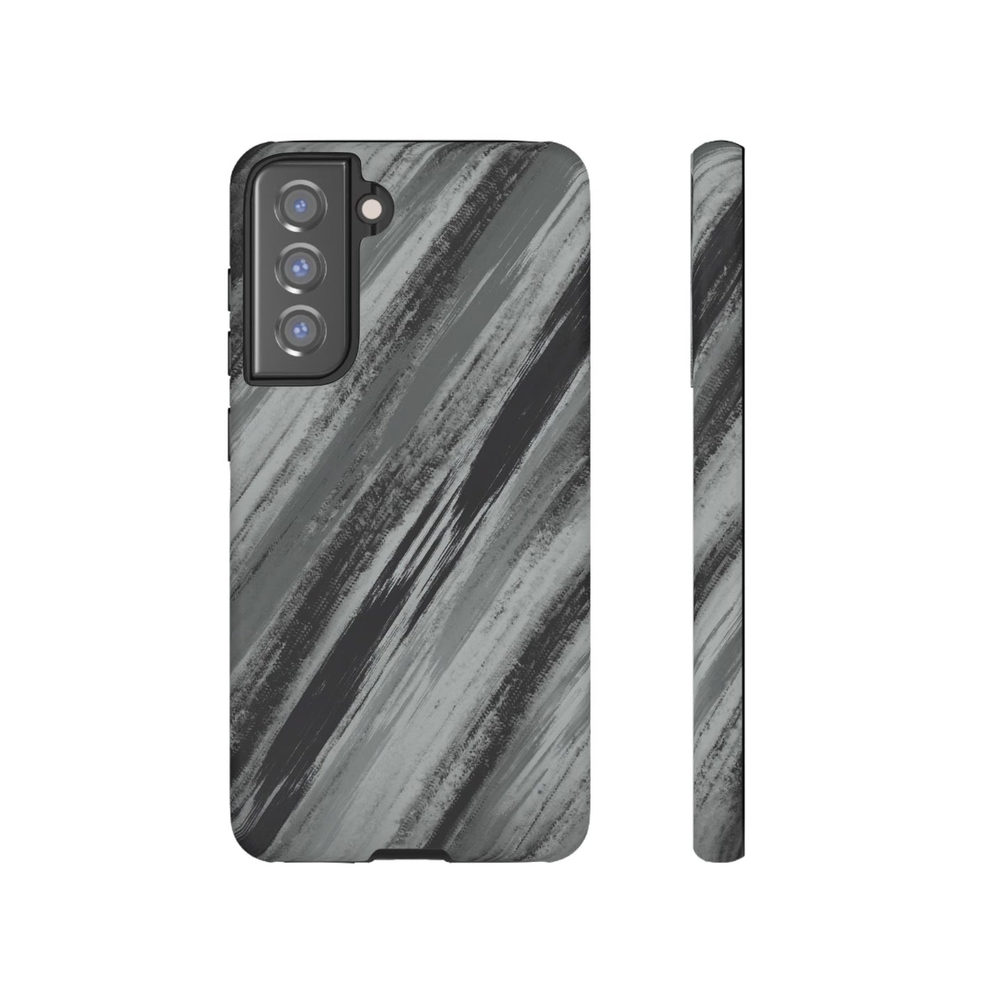Striped Phone Case Black Gray