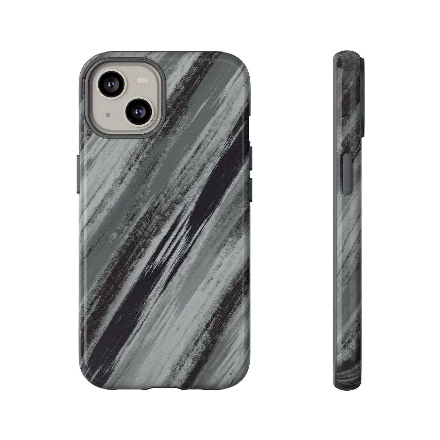 Striped Phone Case Black Gray