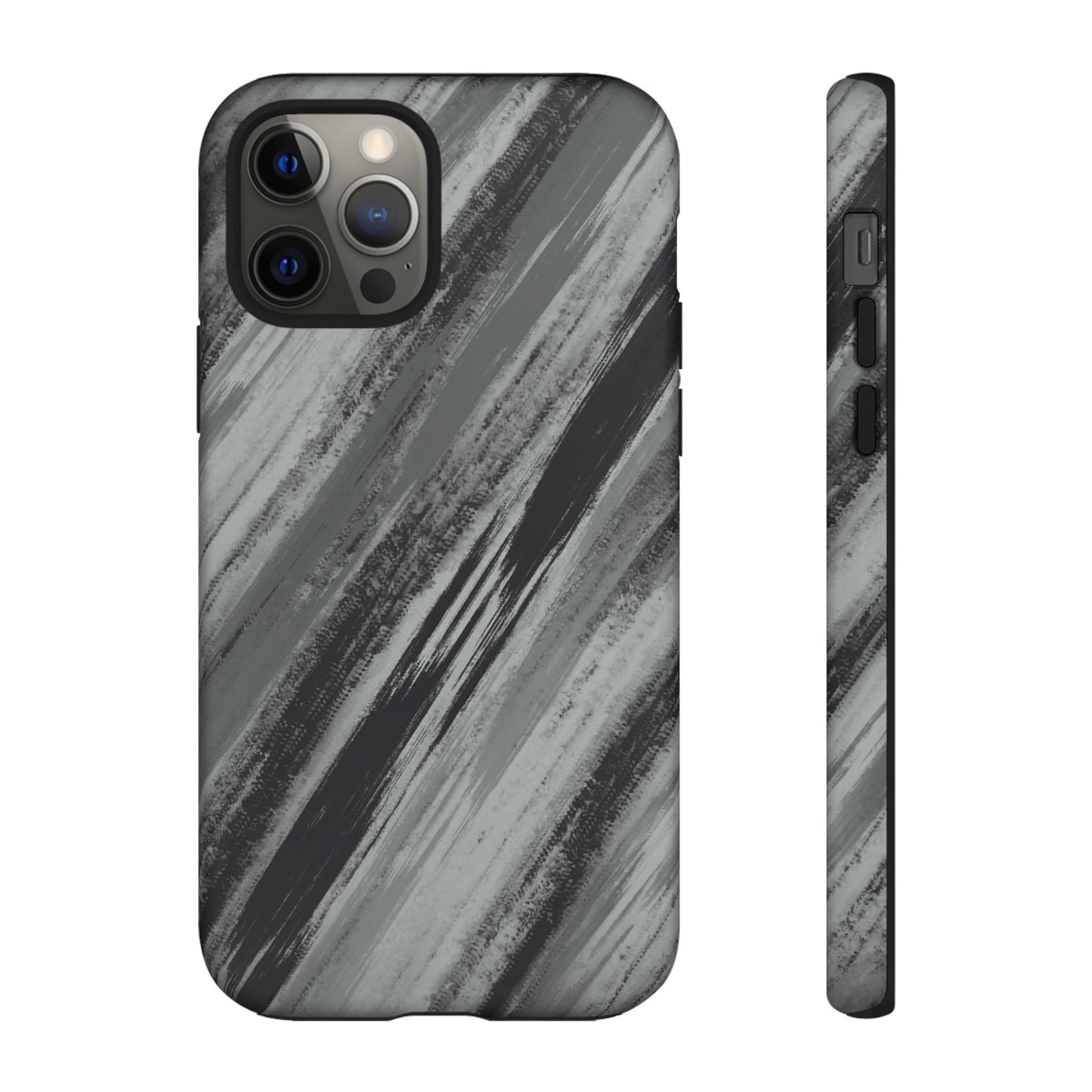 Striped Phone Case Black Gray