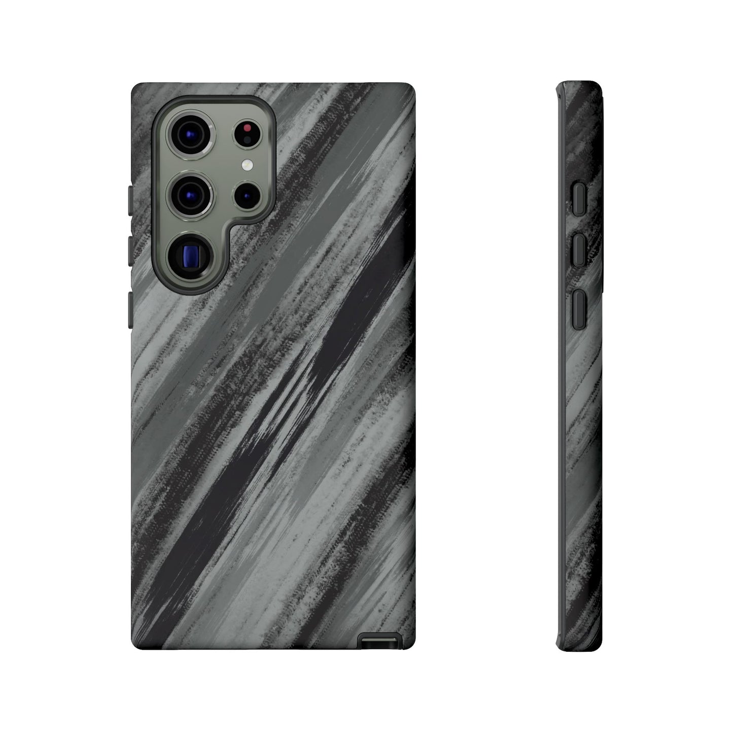 Striped Phone Case Black Gray