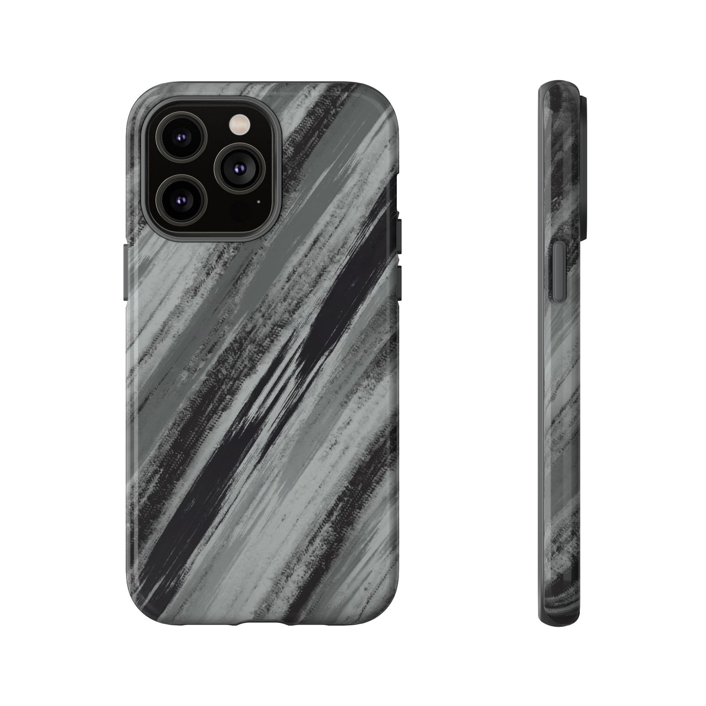 Striped Phone Case Black Gray