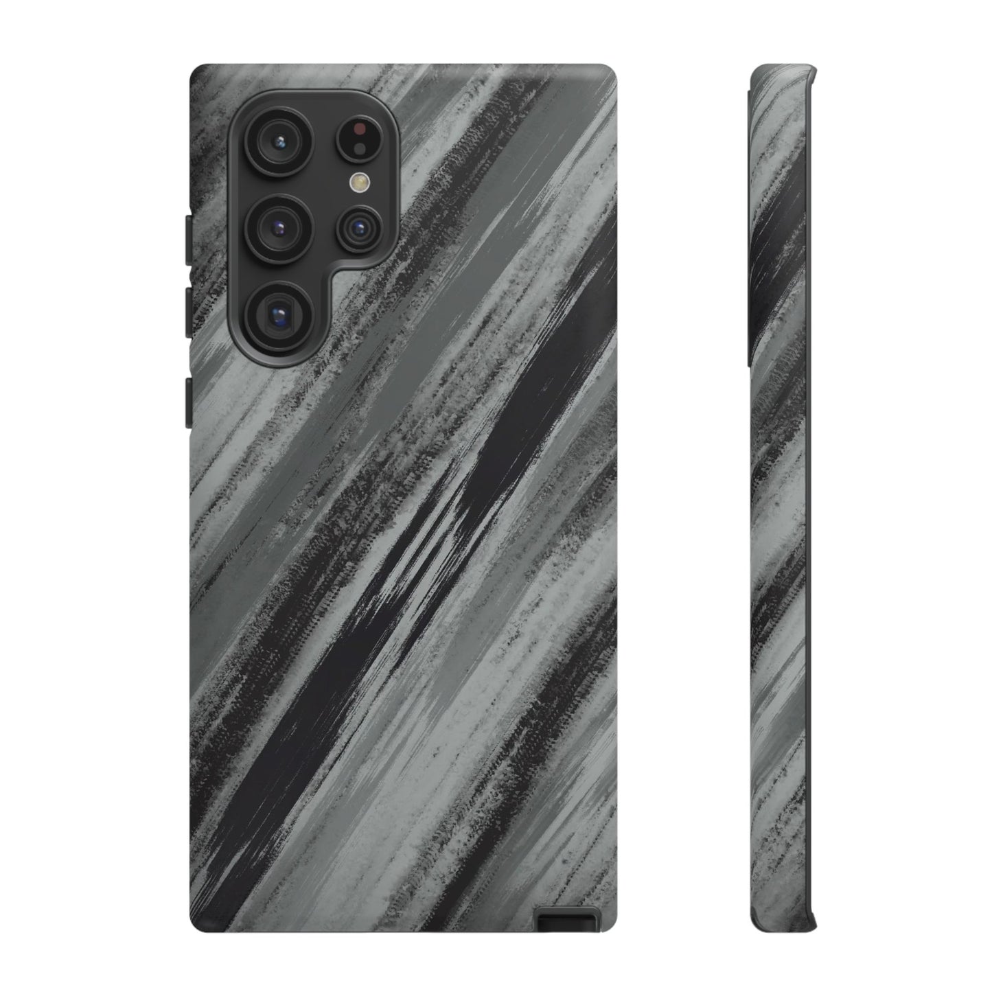 Striped Phone Case Black Gray