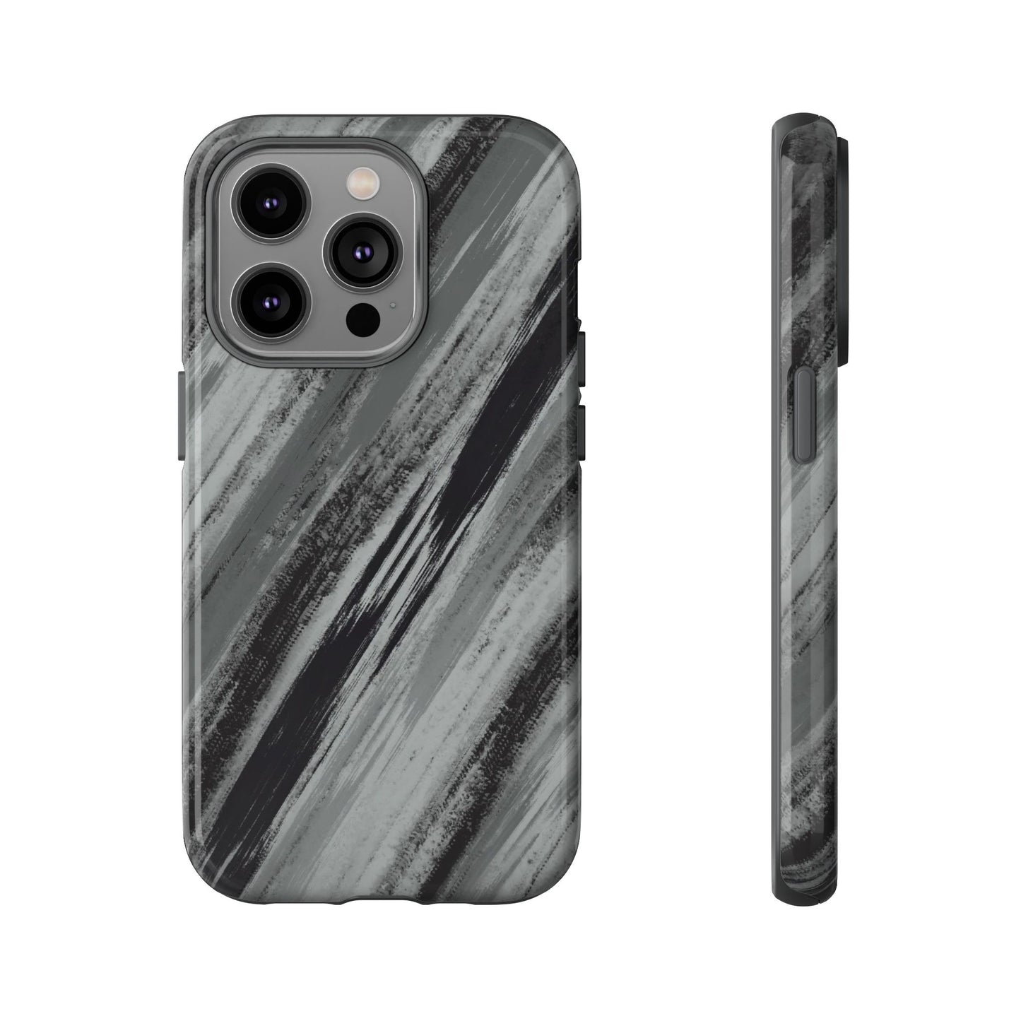 Striped Phone Case Black Gray