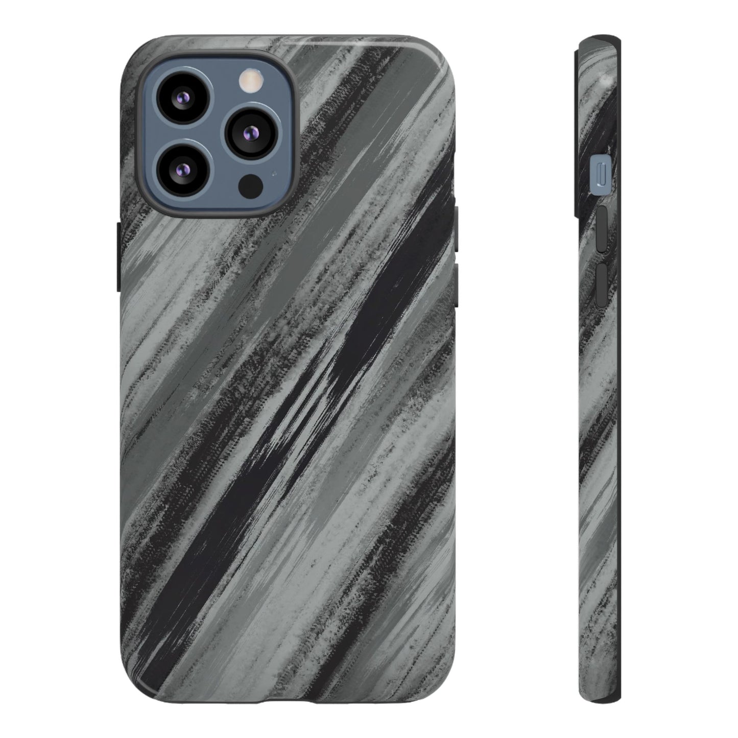 Striped Phone Case Black Gray