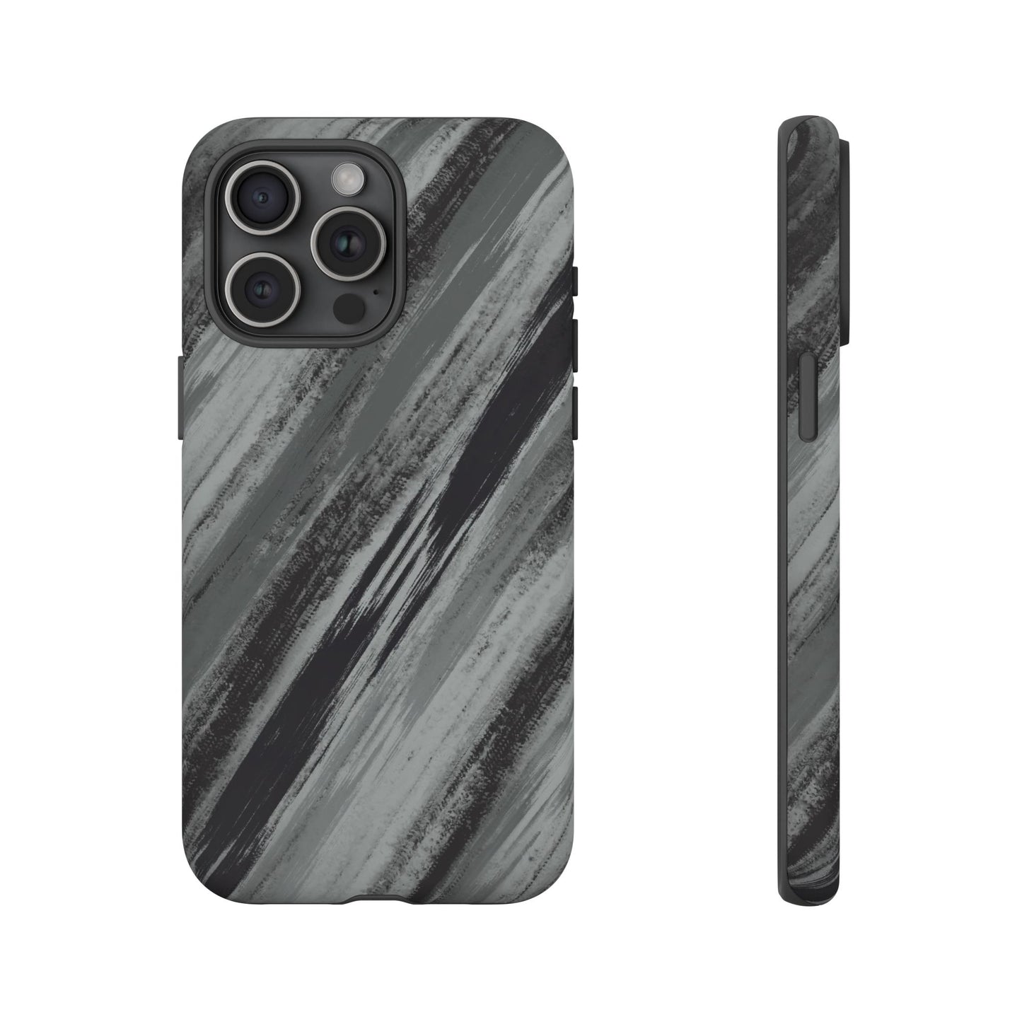 Striped Phone Case Black Gray
