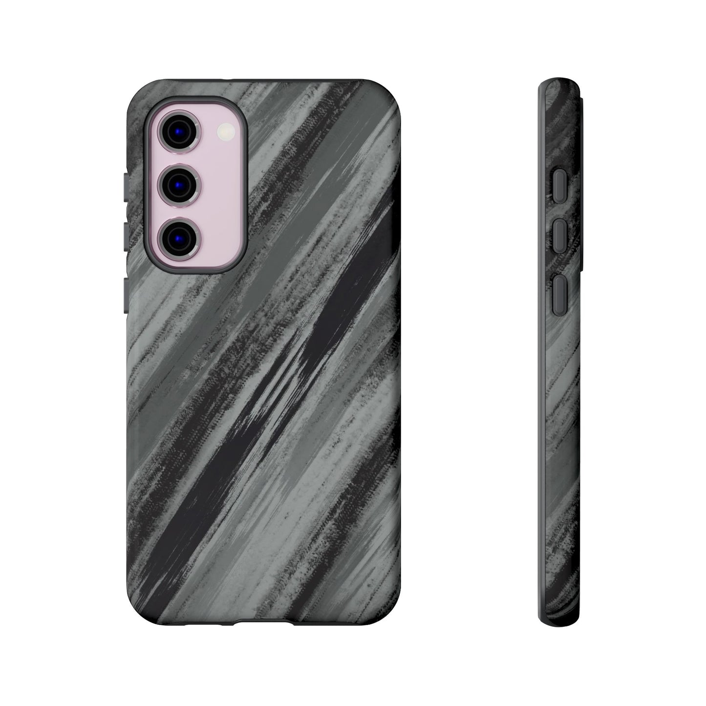 Striped Phone Case Black Gray