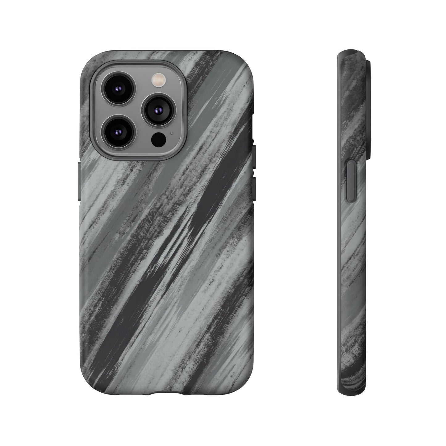 Striped Phone Case Black Gray
