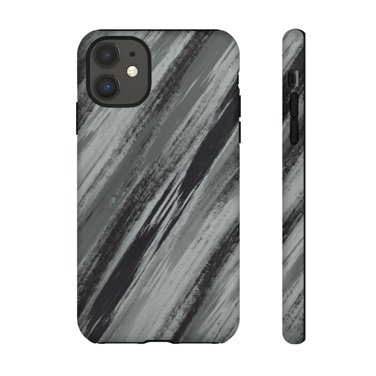 Striped Phone Case Black Gray
