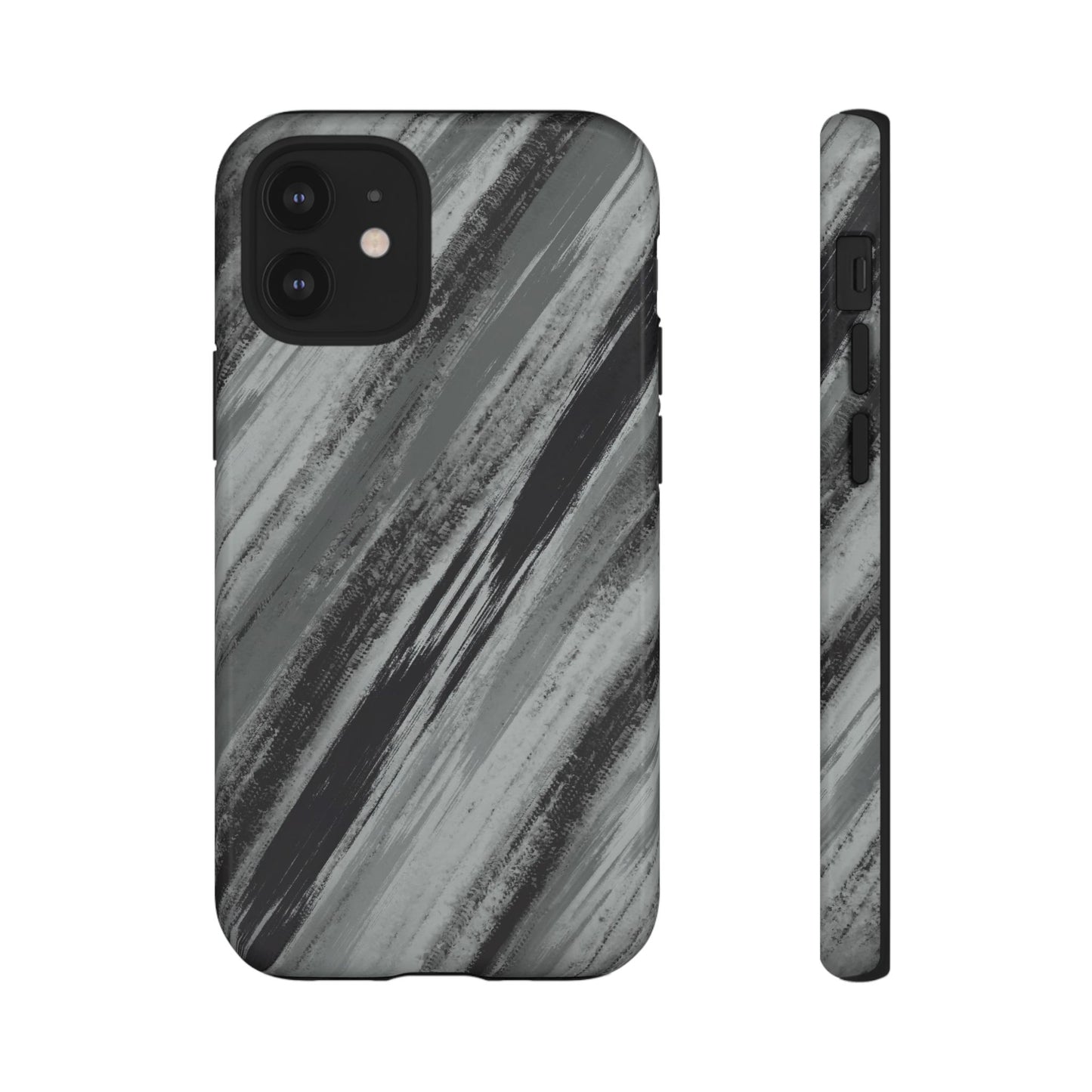 Striped Phone Case Black Gray