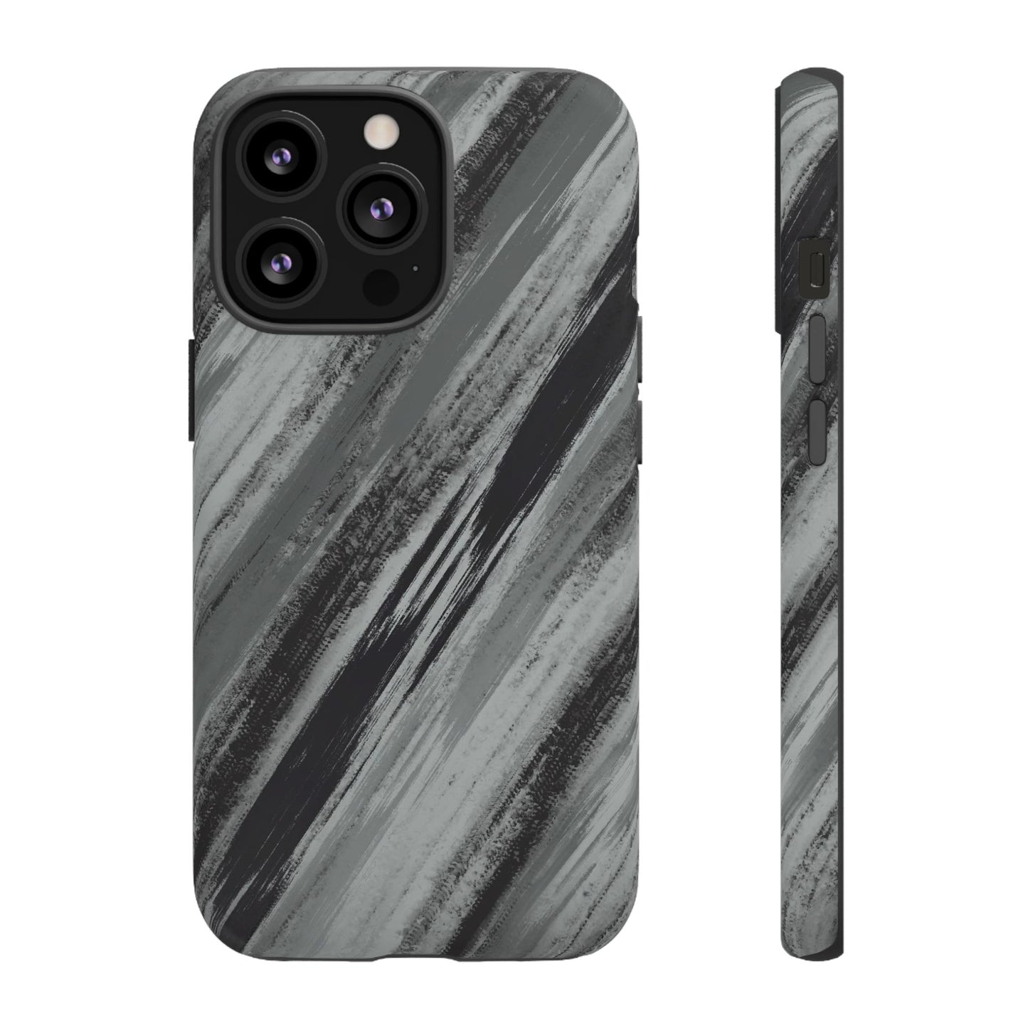 Striped Phone Case Black Gray